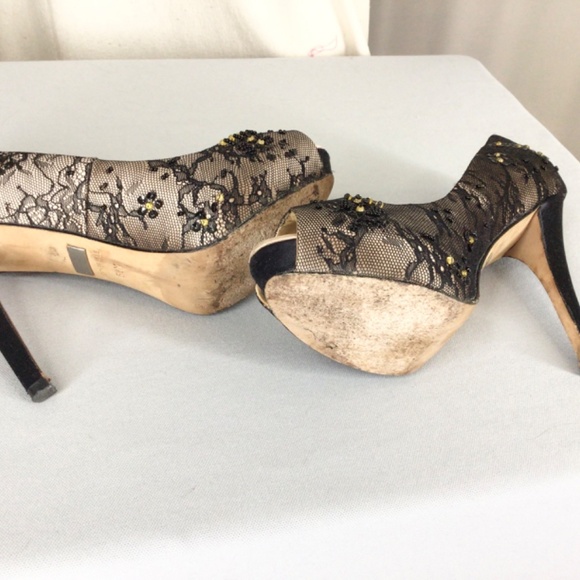 Lace and satin stiletto heels Badgley Mischka - Picture 3 of 4